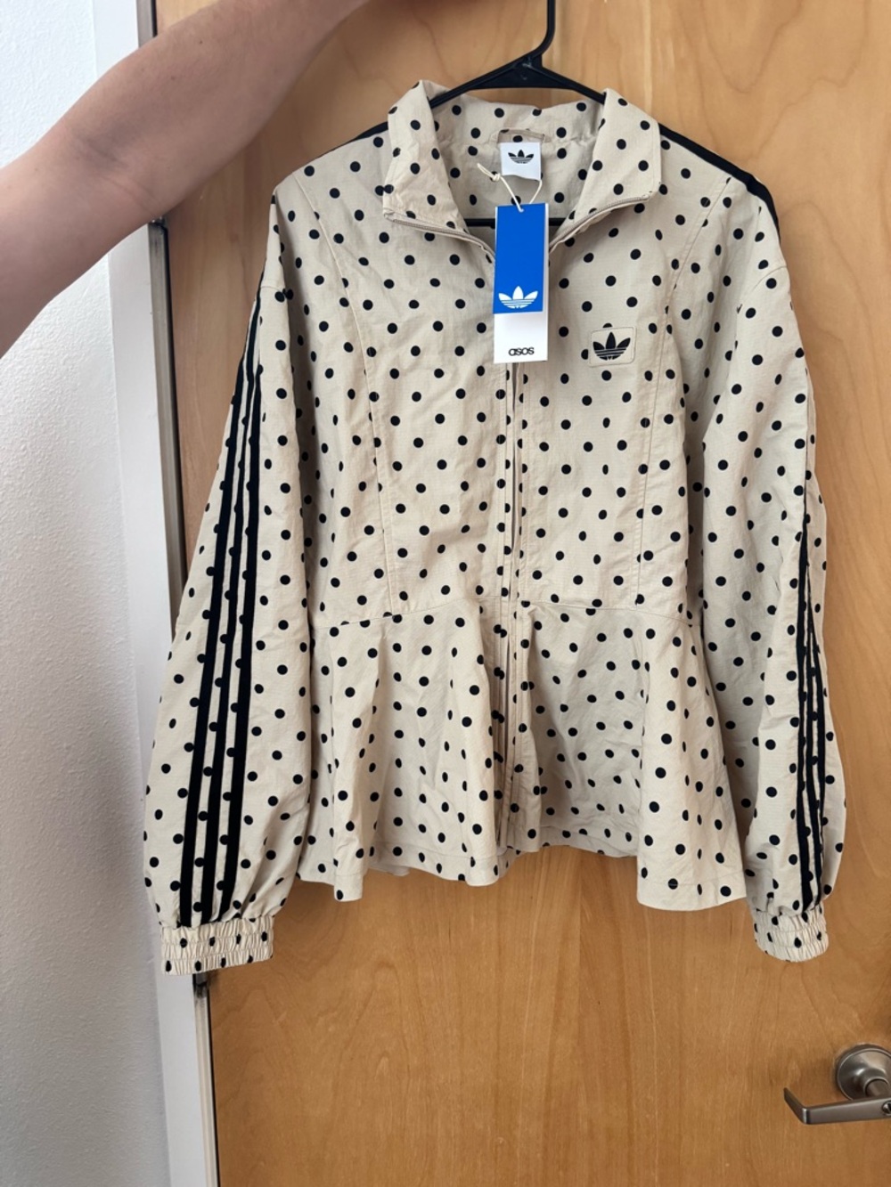 adidas x ASOS Originals Cream and Black Polka Dot Bomber Jacket - Picture 6 of 7